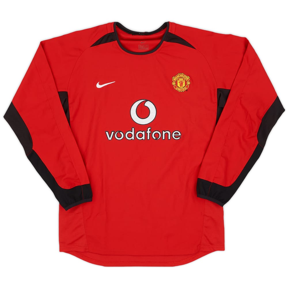 2002-04 Manchester United Home L/S Shirt - 8/10 - (L.Boys)