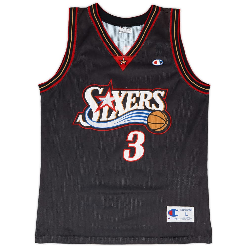 1997-00 Philadelphia 76ers Iverson #3 Champion Away Jersey - 7/10 - (L)