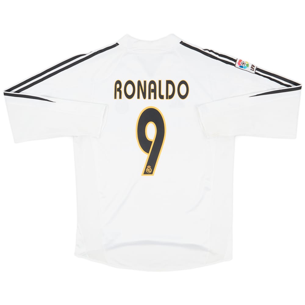 2004-05 Real Madrid Home L/S Shirt Ronaldo #9 - 6/10 - (M)