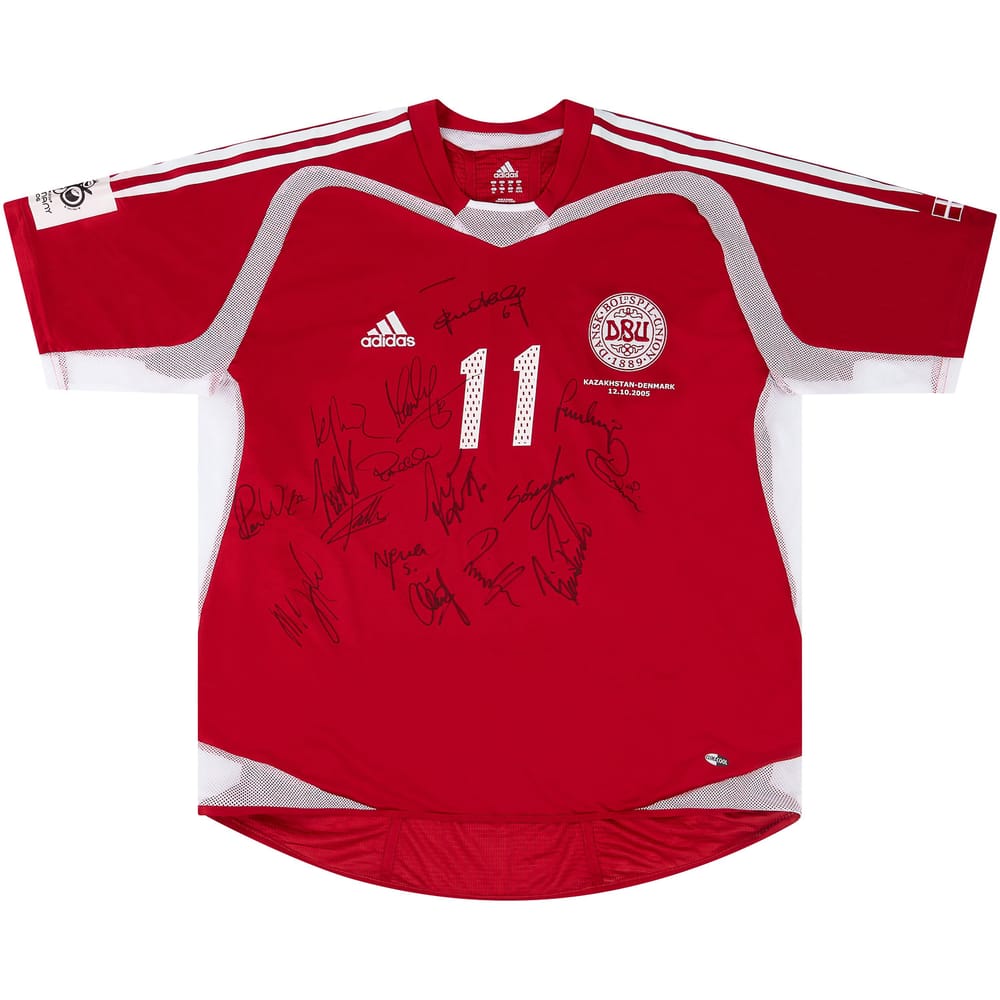 2005 Denmark Match Worn Signed Home Shirt #11 (Rommedahl)