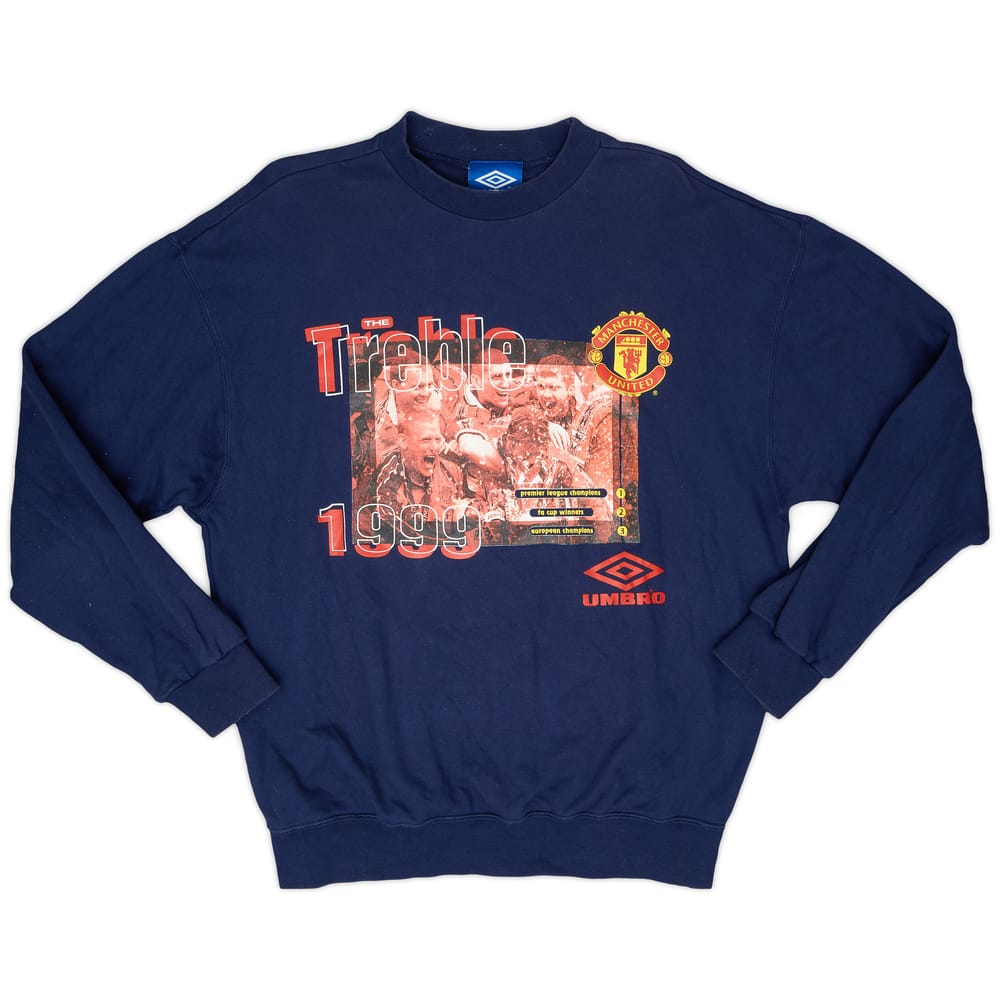 1999-00 Manchester United Umbro 'The Treble' Graphic Sweat Top - 9/10 - (L)