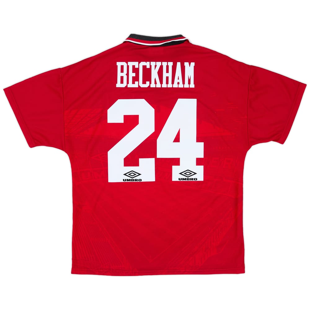 1994-96 Manchester United Home Shirt Beckham #24 - 9/10 - (M)