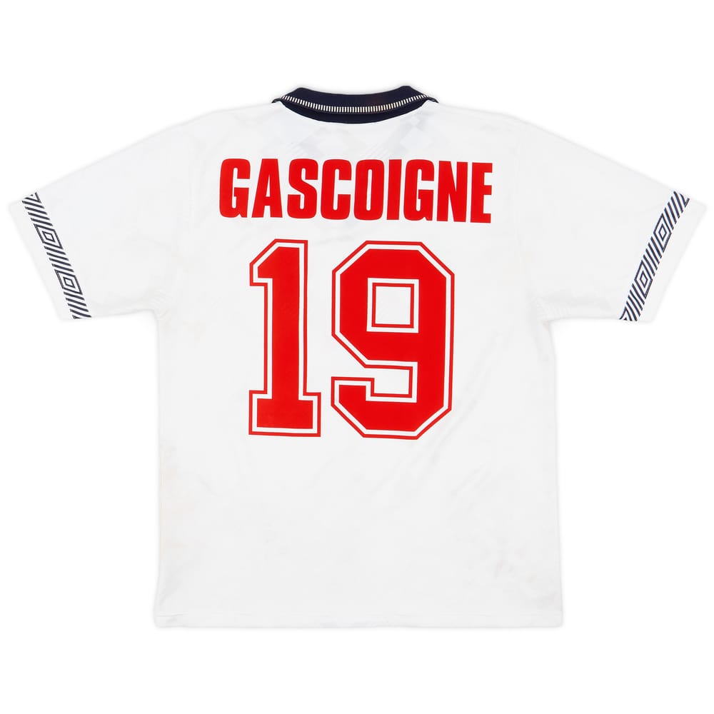 1990-92 England Home Shirt Gascoigne #19 - 5/10 - (S)