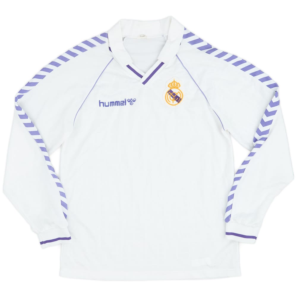 1989-90 Real Madrid Home L/S Shirt - 9/10 - (L)