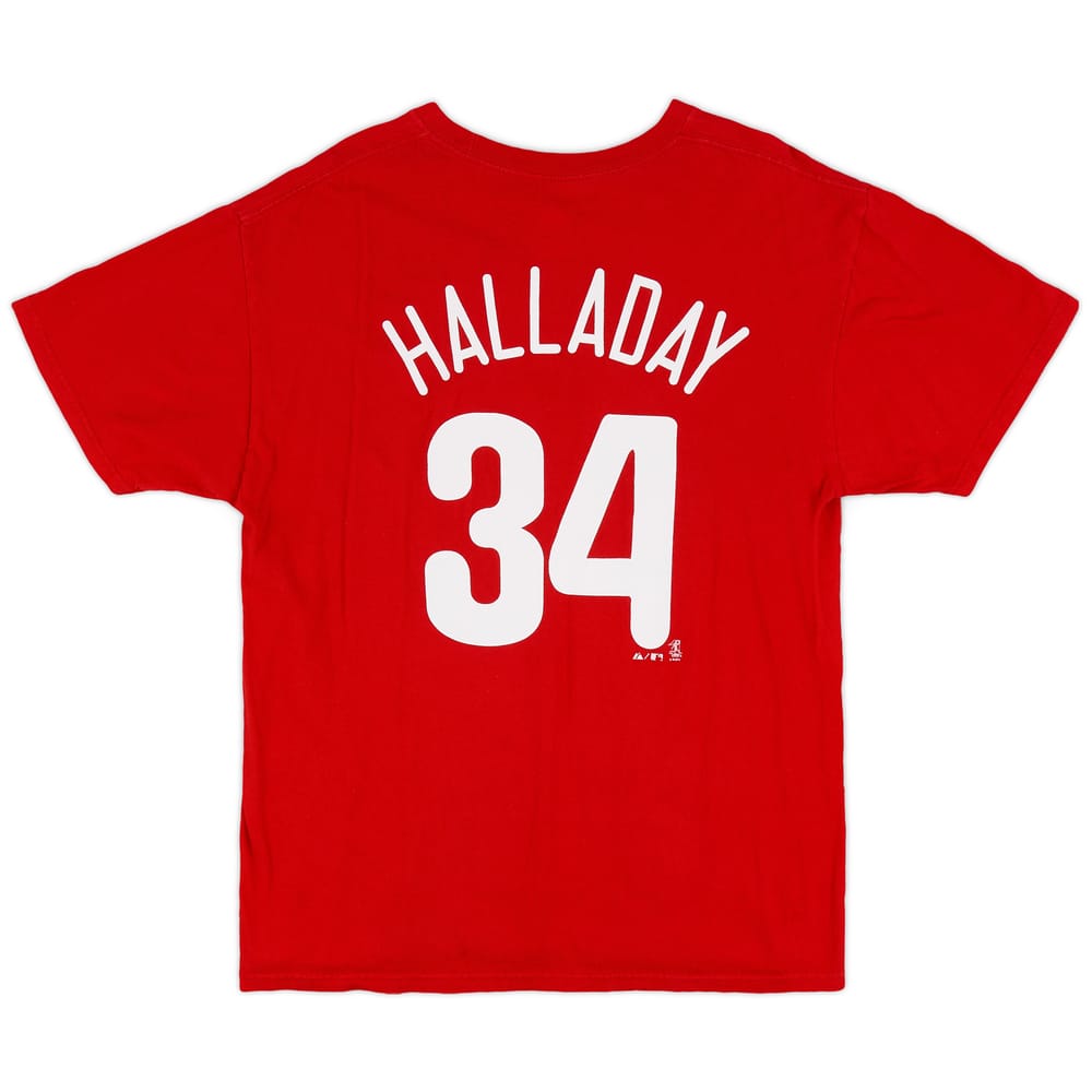 2010-13 Philadelphia Phillies Halladay #34 Majestic Tee - 7/10 - (L)