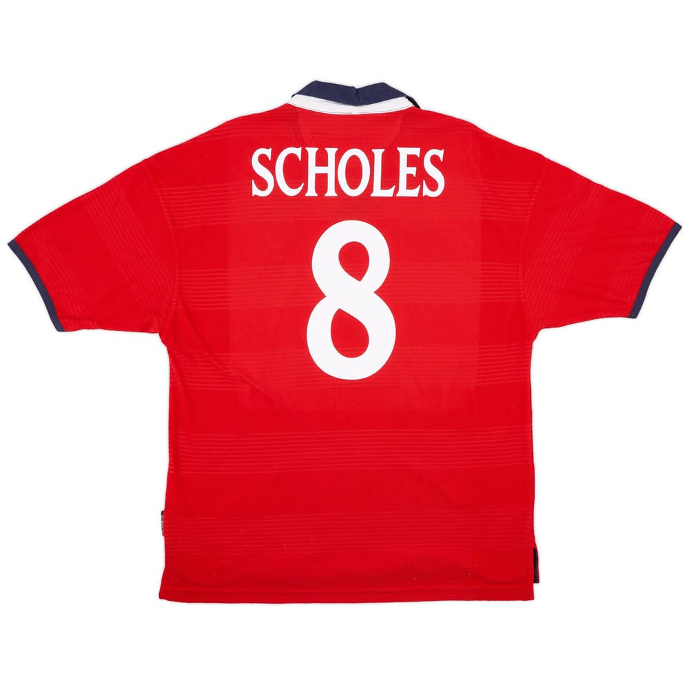 1999-01 England Away Shirt Scholes #8 - 8/10 - (L)