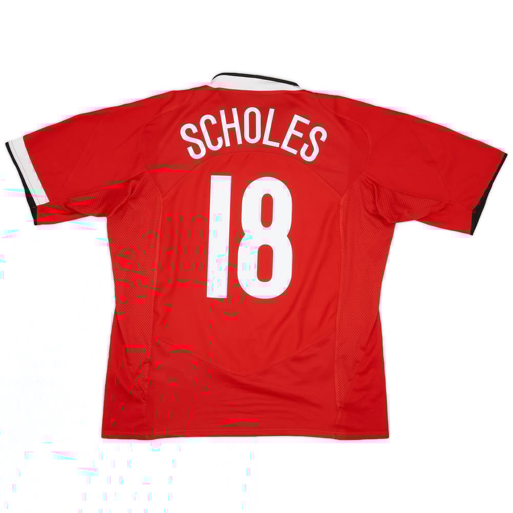2004-06 Manchester United Home Shirt Scholes #18 - 8/10 - (XL)