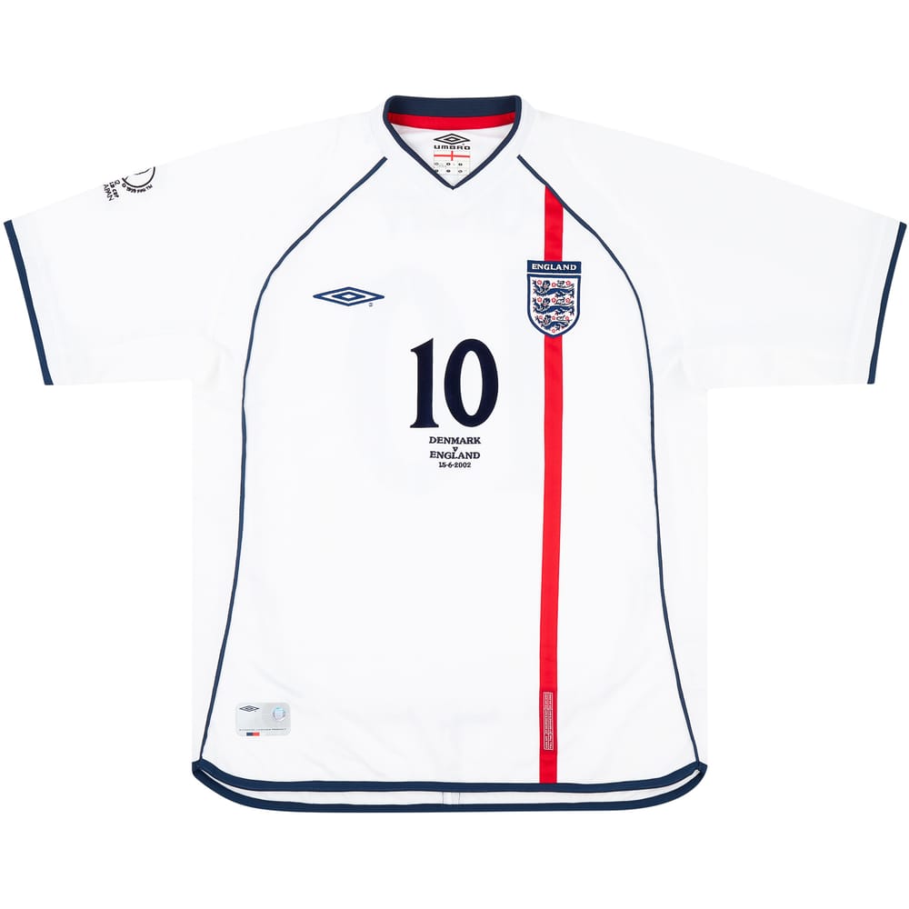 2002 England Match Issue World Cup Home Shirt Owen #10 (v Denmark)