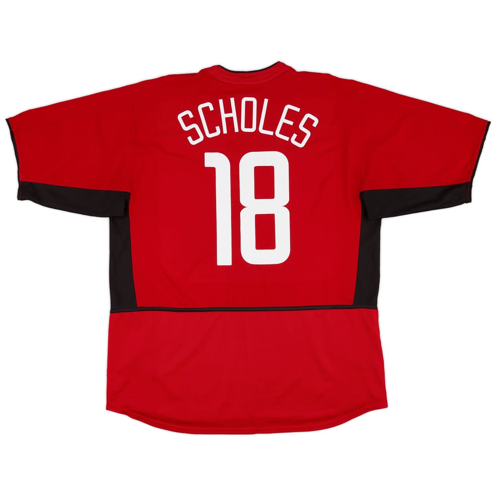 2002-04 Manchester United Home Shirt Scholes #18 - 8/10 - (XXL)