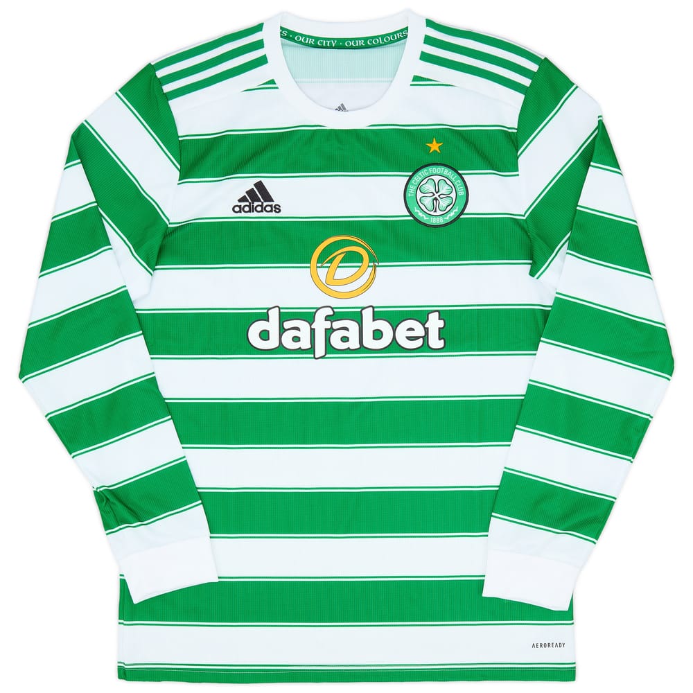 2021-22 Celtic Home L/S Shirt - 10/10 - (M)