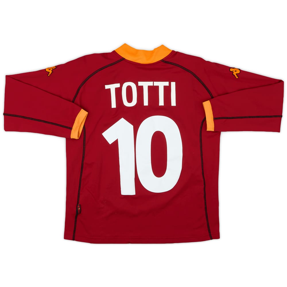 2001-02 Roma Home L/S Shirt Totti #10 - 8/10 - (M)