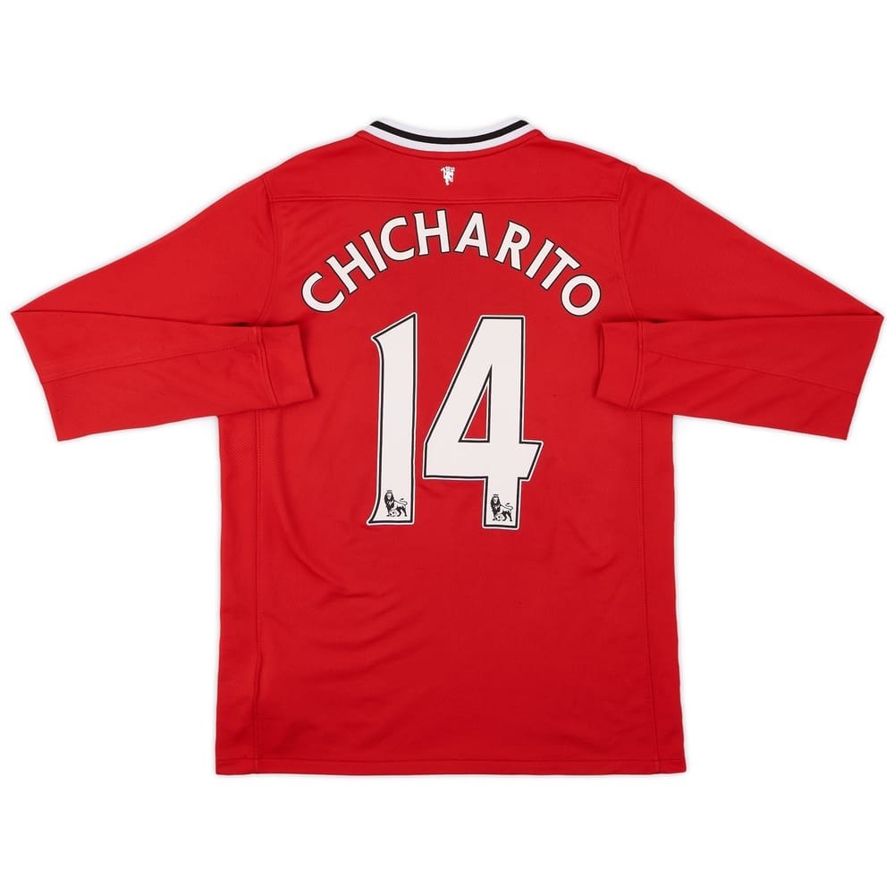 2011-12 Manchester United Home L/S Shirt Chicharito #14 - 8/10 - (XL.Boys)