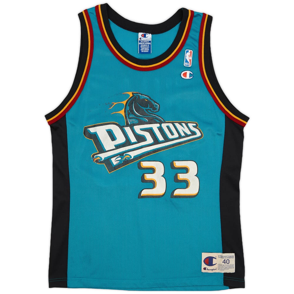 1996-00 Detroit Pistons Hill #33 Champion Away Jersey - 5/10 - (M)