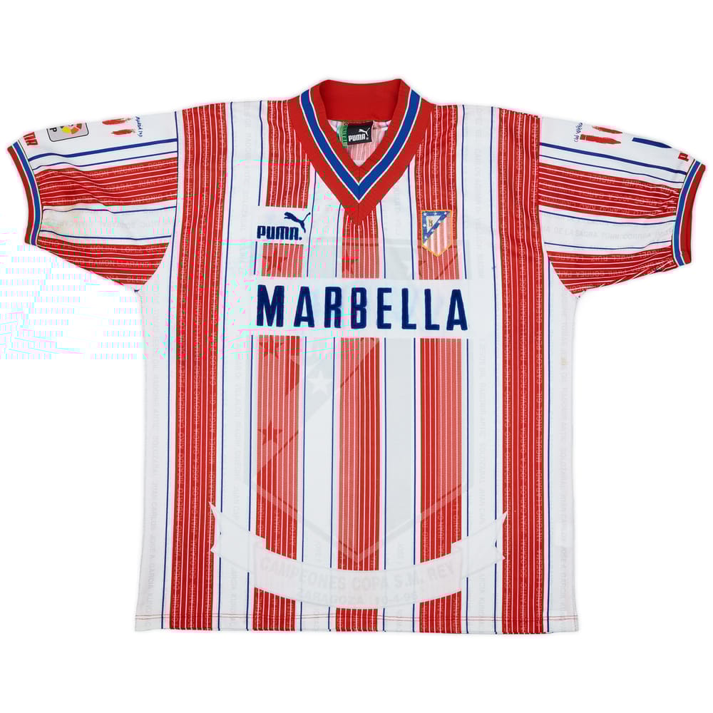 1995-96 Atletico Madrid Copa Del Rey Final Home Shirt 'J.Padron' - 5/10 - (XL)