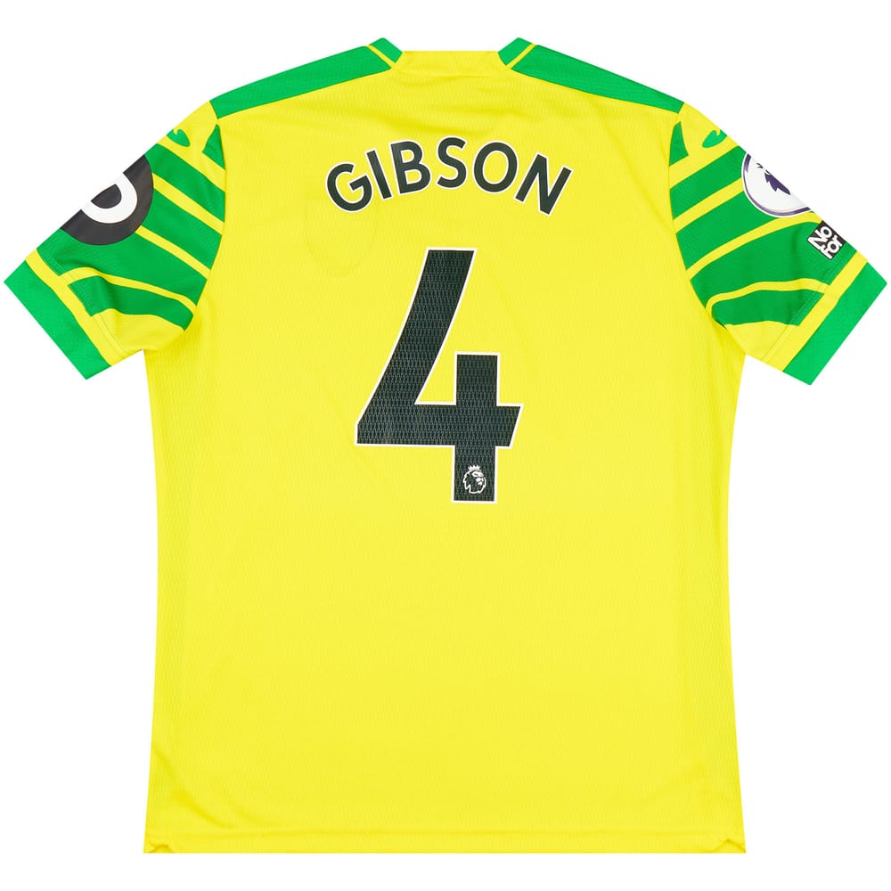 2021-22 Norwich Match Issue Home Shirt Gibson #4 (v Leicester)