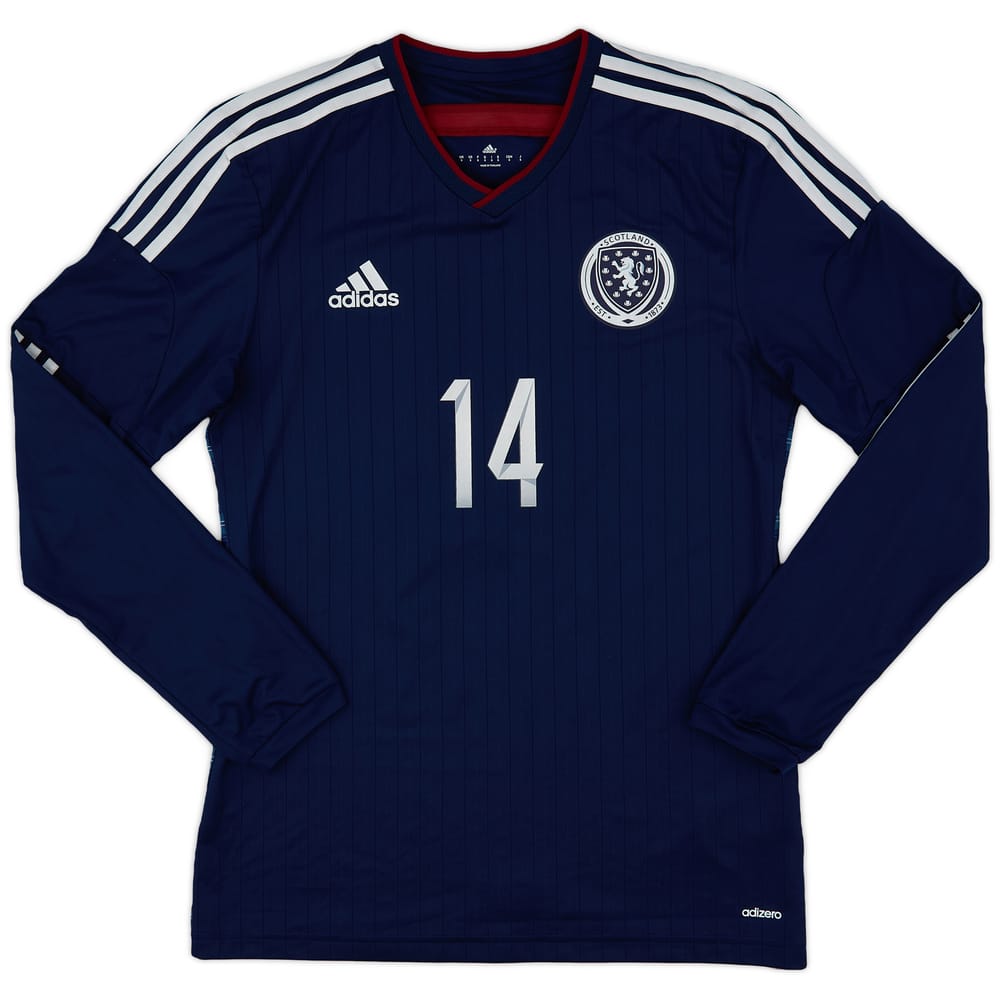 2014-15 Scotland Player Issue Home L/S Shirt #14 - 10/10 - (M)