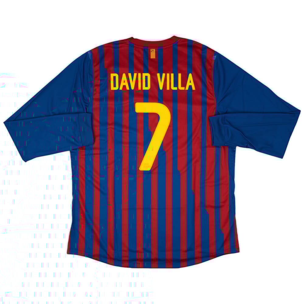 2011-12 Barcelona Player Issue Home L/S Shirt David Villa #7 (XXL)