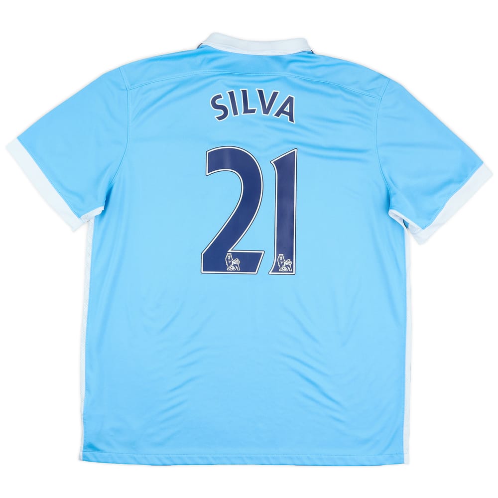 2015-16 Manchester City Home Shirt Silva #21 - 8/10 - (XL)