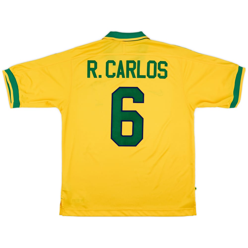 1997-98 Brazil Home Shirt R.Carlos #6 - 9/10 - (L)