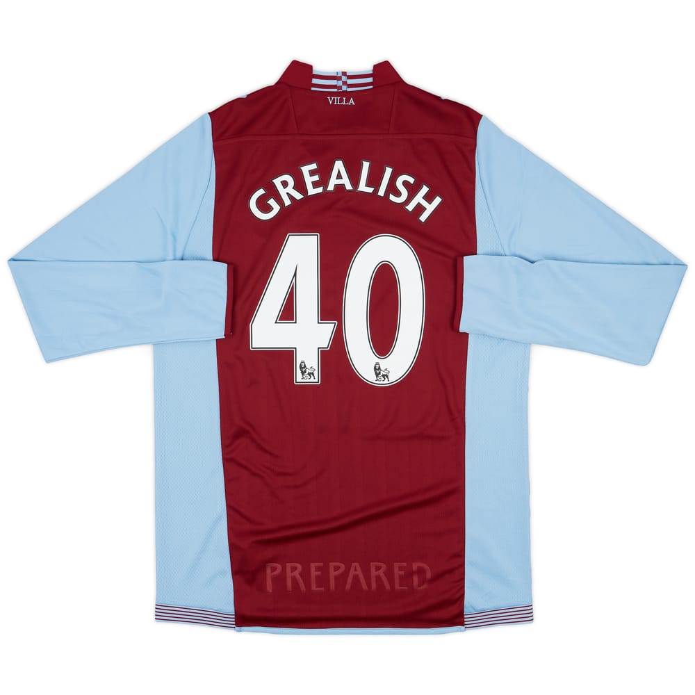 2013-14 Aston Villa Home L/S Shirt Grealish #40 - 9/10 - (XXL)