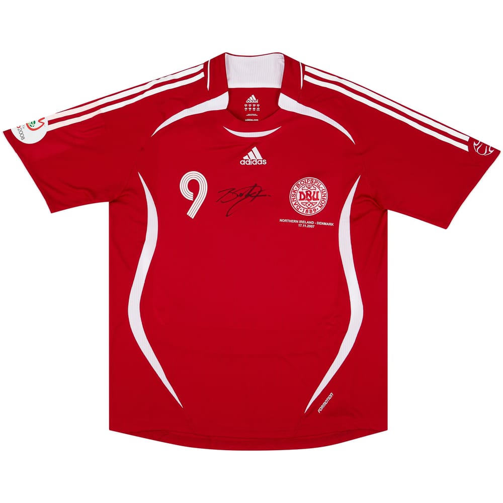 2007 Denmark Match Issue Signed Home Shirt #9 (Bendtner) v Northern Ireland