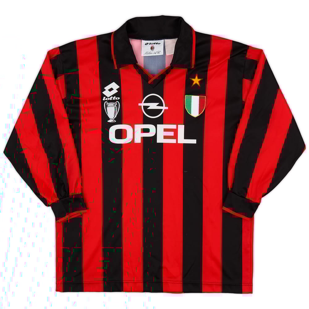 1994-95 AC Milan Home L/S Shirt - 7/10 - (XL.Boys)