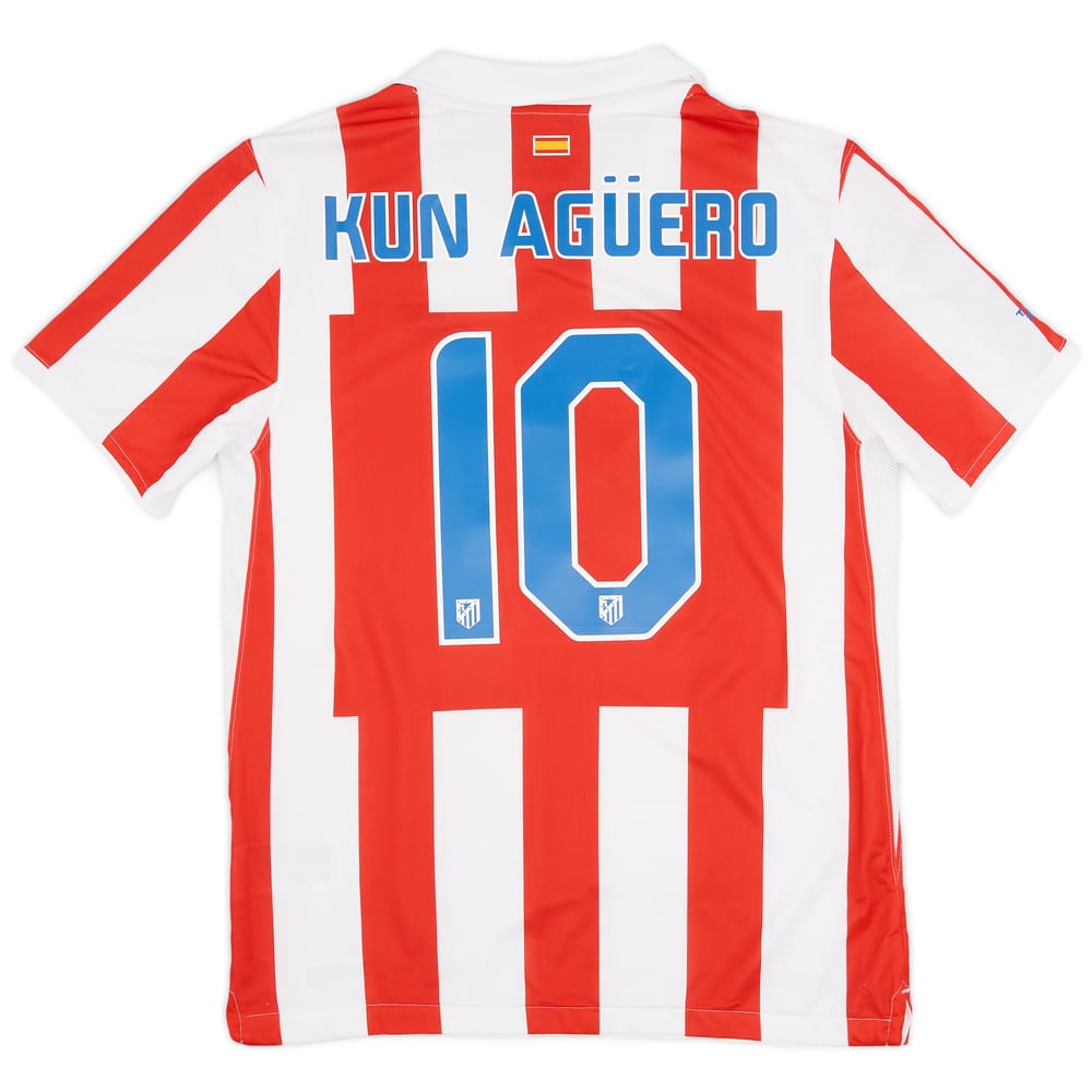 2010-11 Atletico Madrid Home Shirt Kun Aguero #10 - 7/10 - (L)