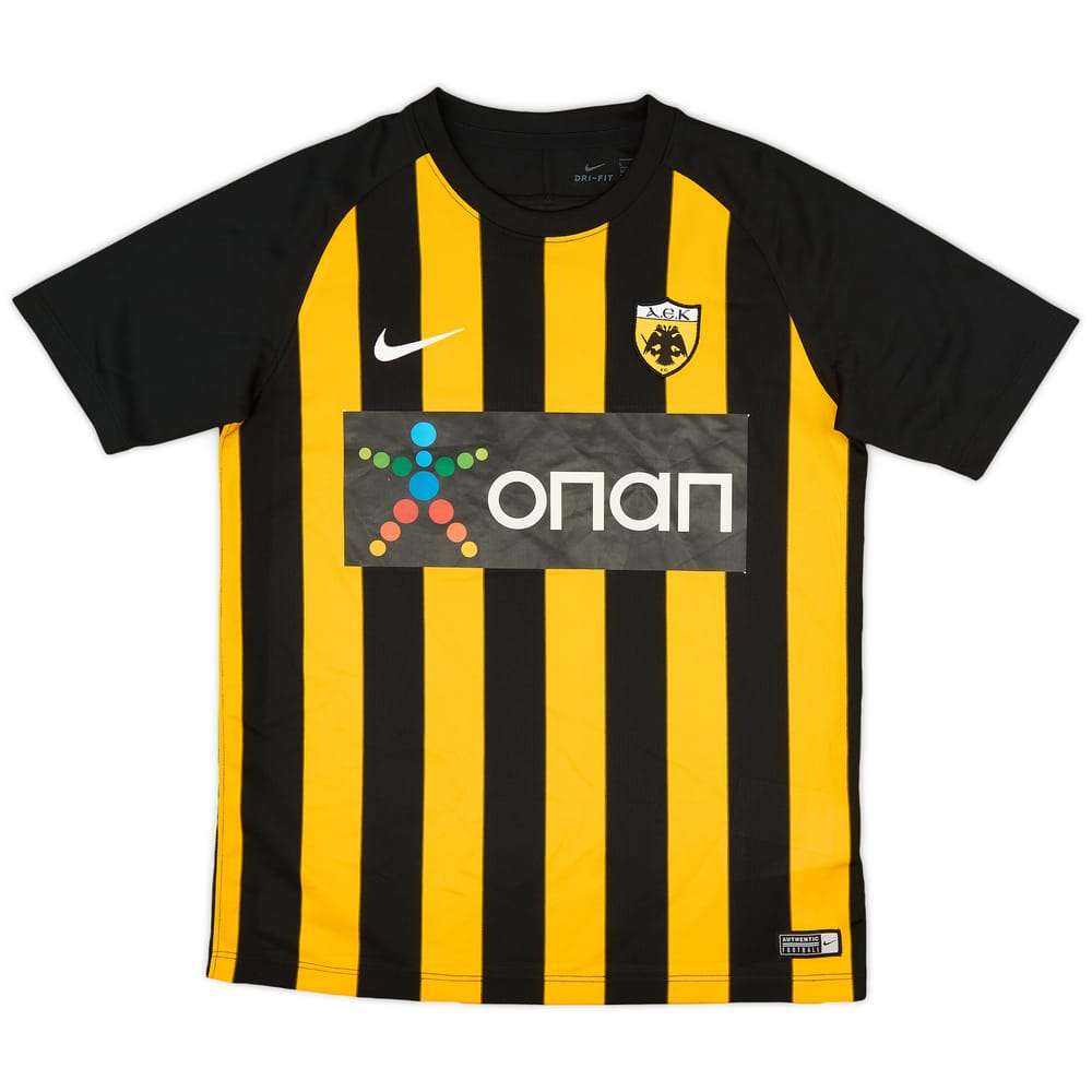 2018-19 AEK Athens Home Shirt - 8/10 - (L.Boys)