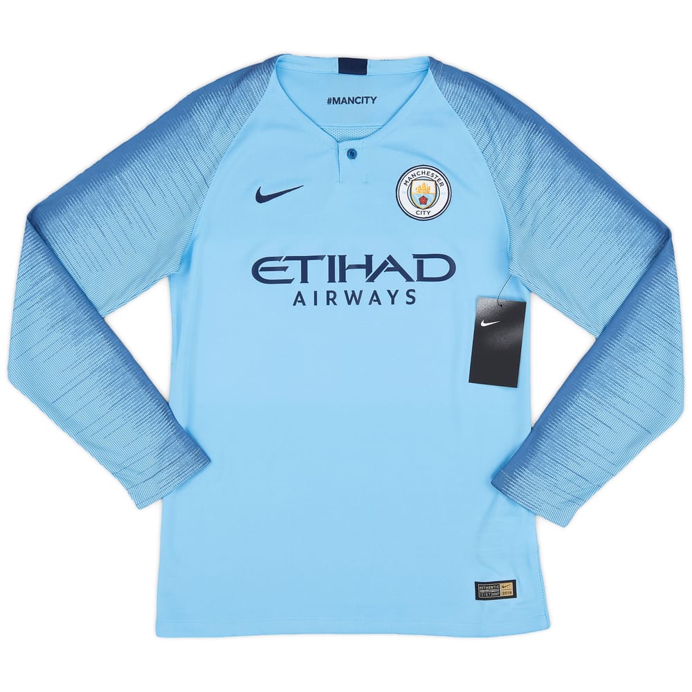 2018-19 Manchester City Home L/S Shirt - (S.Kids)