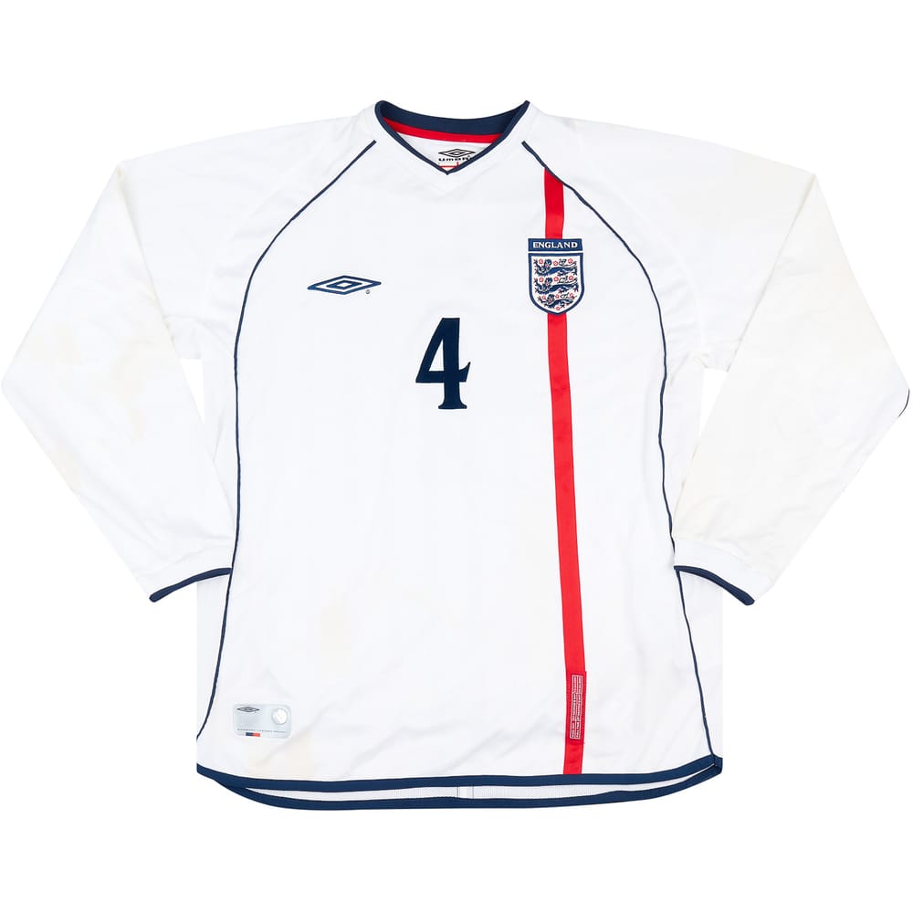 2001-02 England Match Issue Home L/S Shirt #4 (Butt)