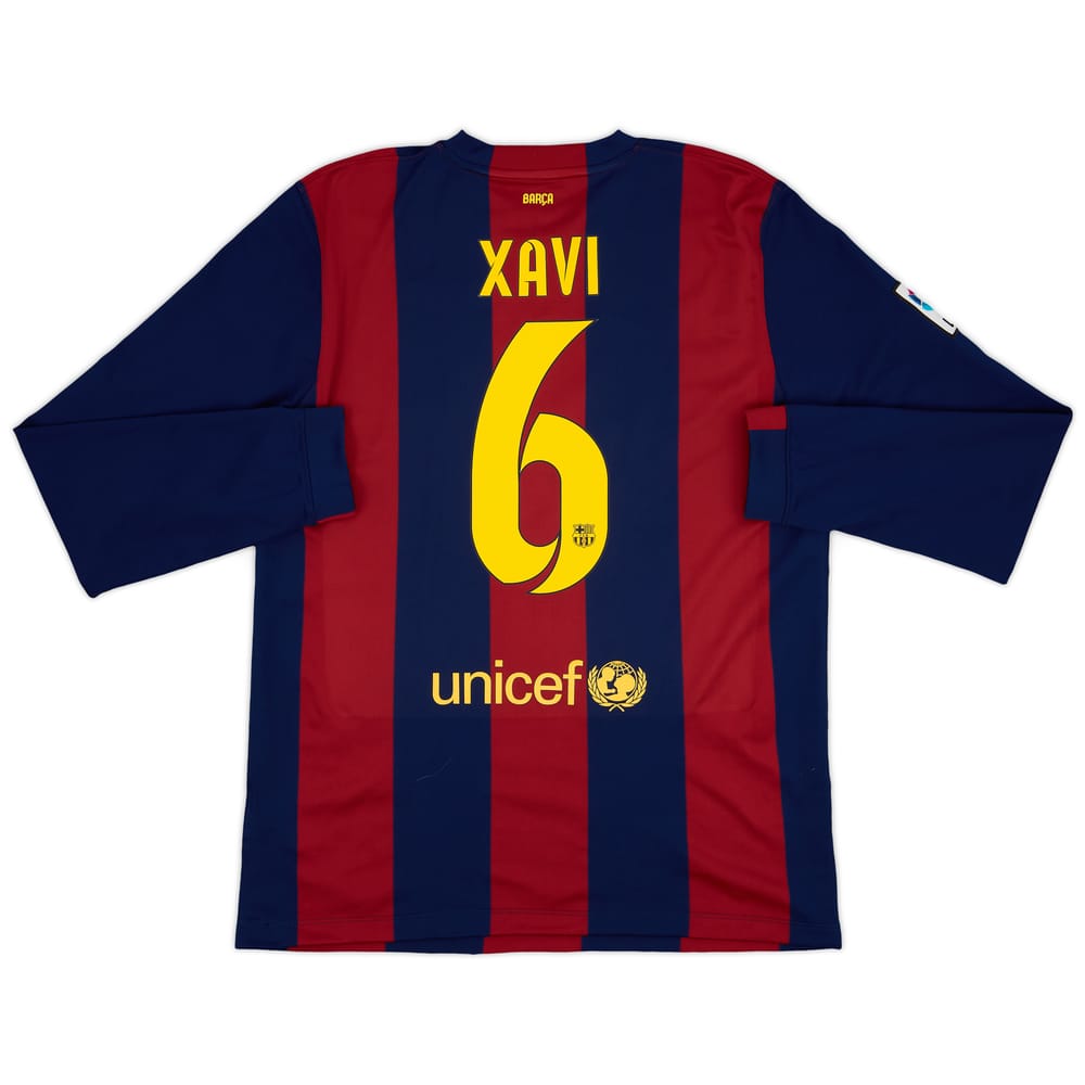 2014-15 Barcelona Home L/S Shirt Xavi #6 - 6/10 - (L)