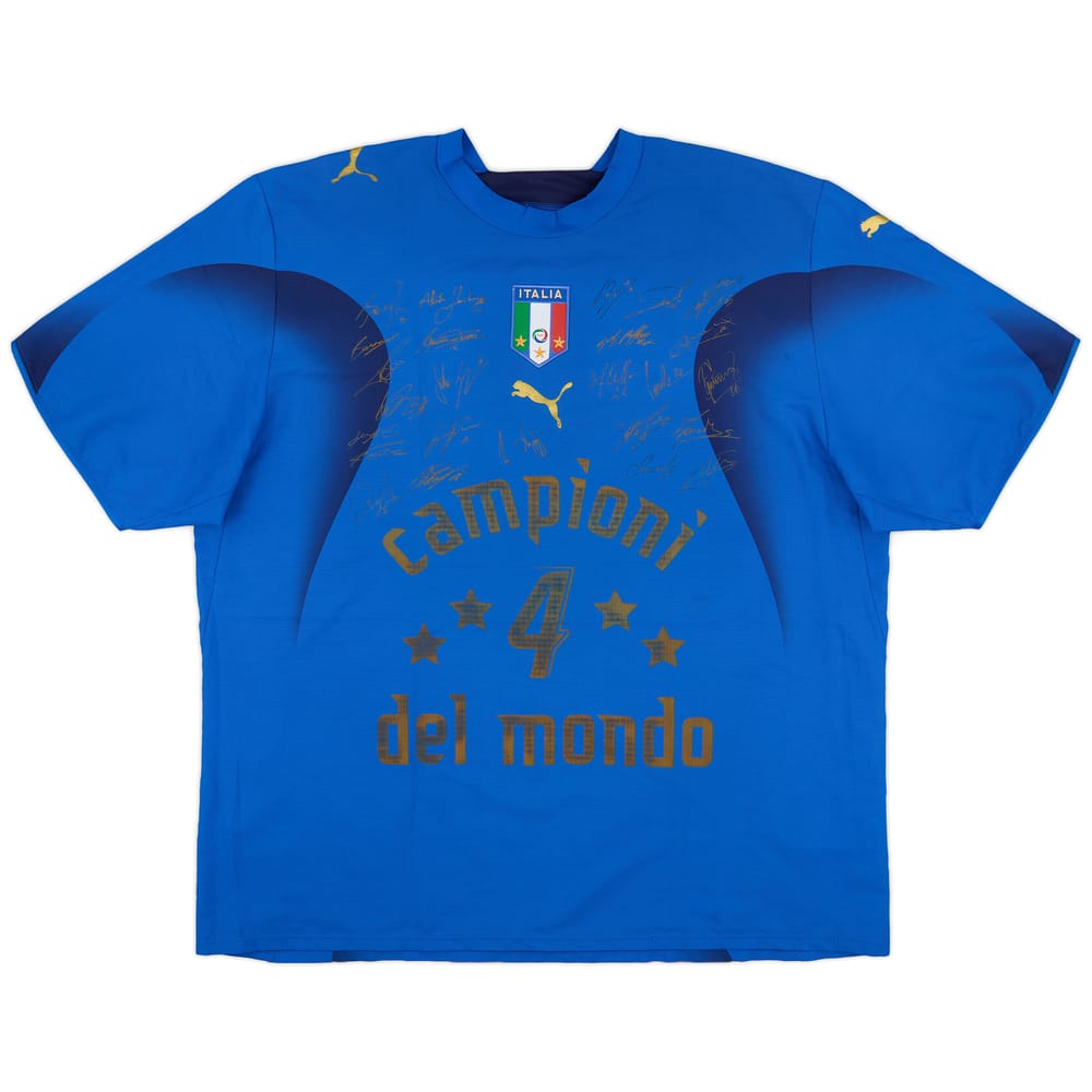 2006 Italy 'Campioni Del Mondo' 'Signed' Home Shirt - 7/10 - (XXL)
