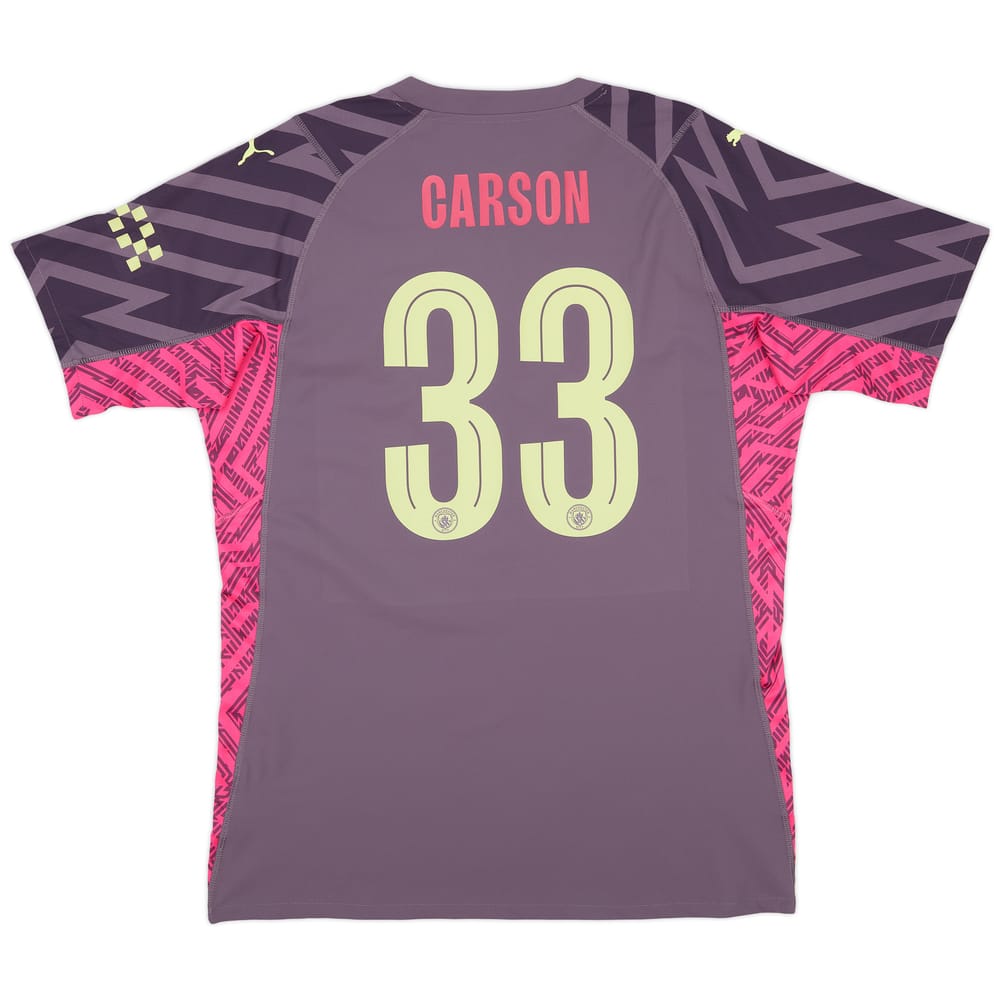 2023-24 Manchester City Match Issue GK S/S Shirt Carson #33 - 7/10 - (XL)