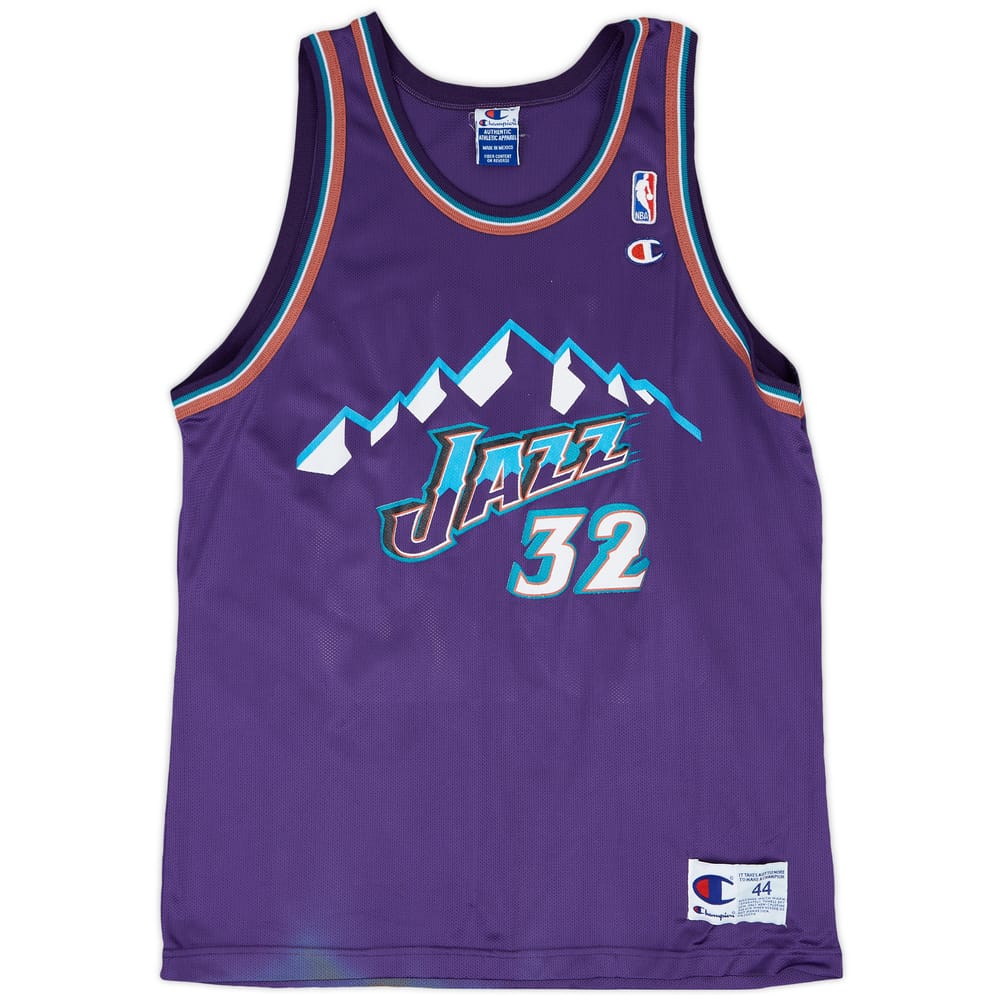 1996-02 Utah Jazz Malone #32 Champion Away Jersey - 5/10 - (L)