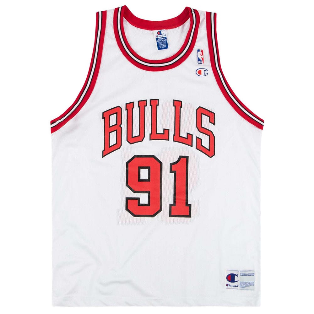 1995-98 Chicago Bulls Rodman #91 Champion Jersey (Home) L