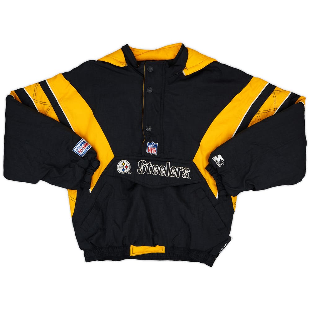 1990s Pittsburgh Steelers Starter 1/2 Zip Rain Coat - 6/10 - (XL.Boys)