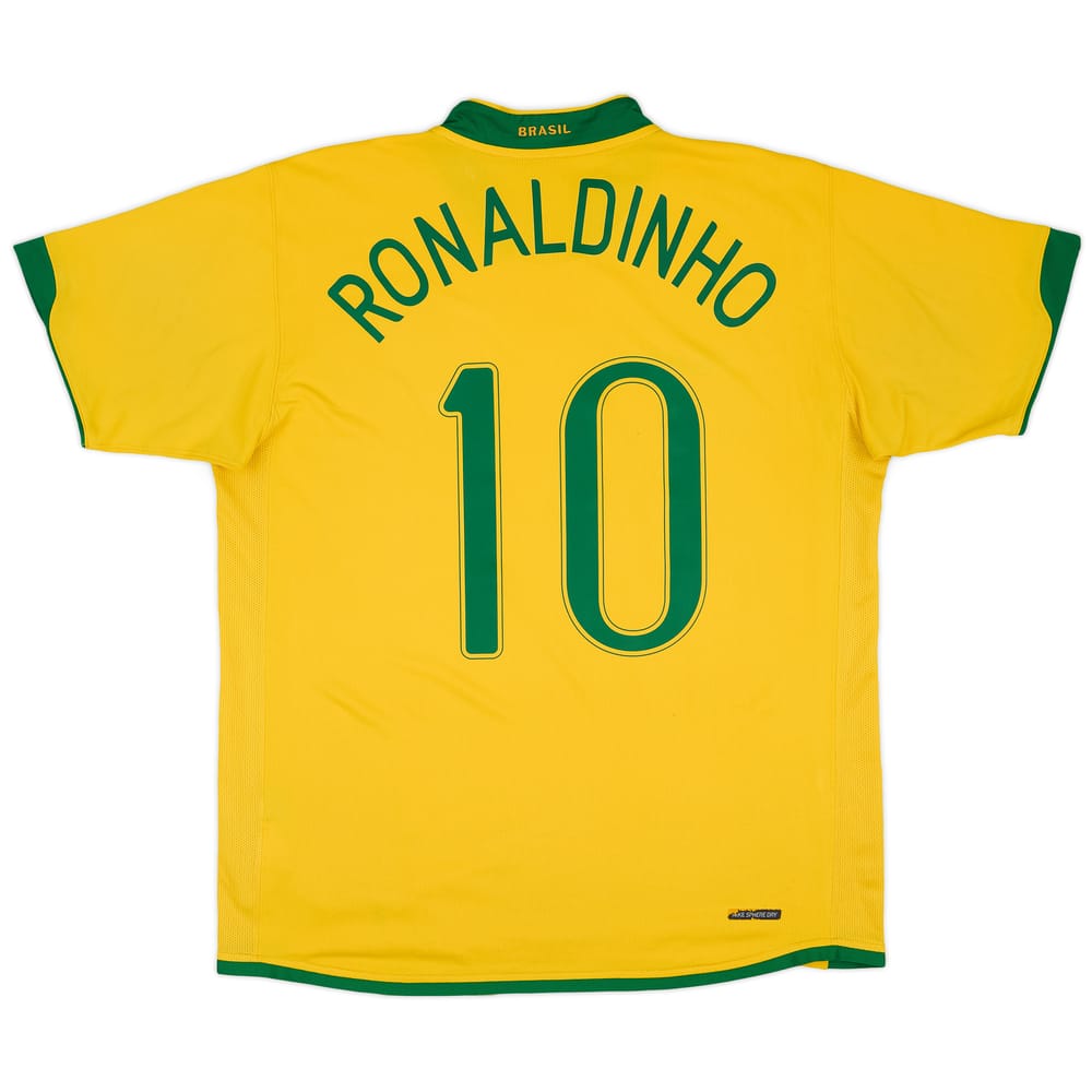 2006-08 Brazil Home Shirt Ronaldinho #10 - 7/10 - (XL)