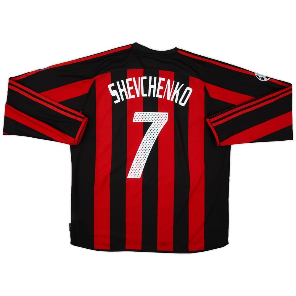 2003-04 AC Milan Home L/S Shirt Shevchenko #7 - 8/10 - (XL)