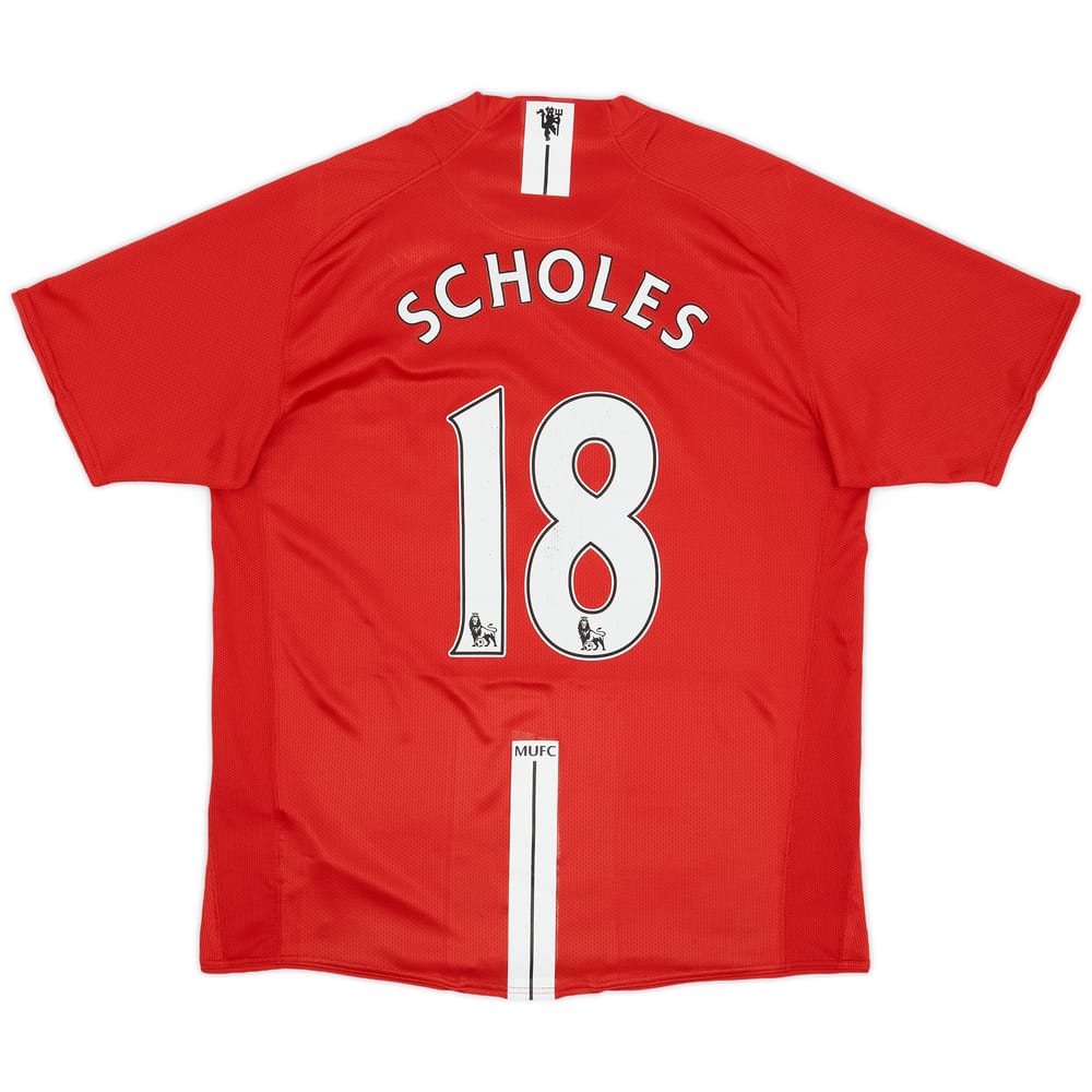 2007-09 Manchester United Home Shirt Scholes #18 - 7/10 - (L)