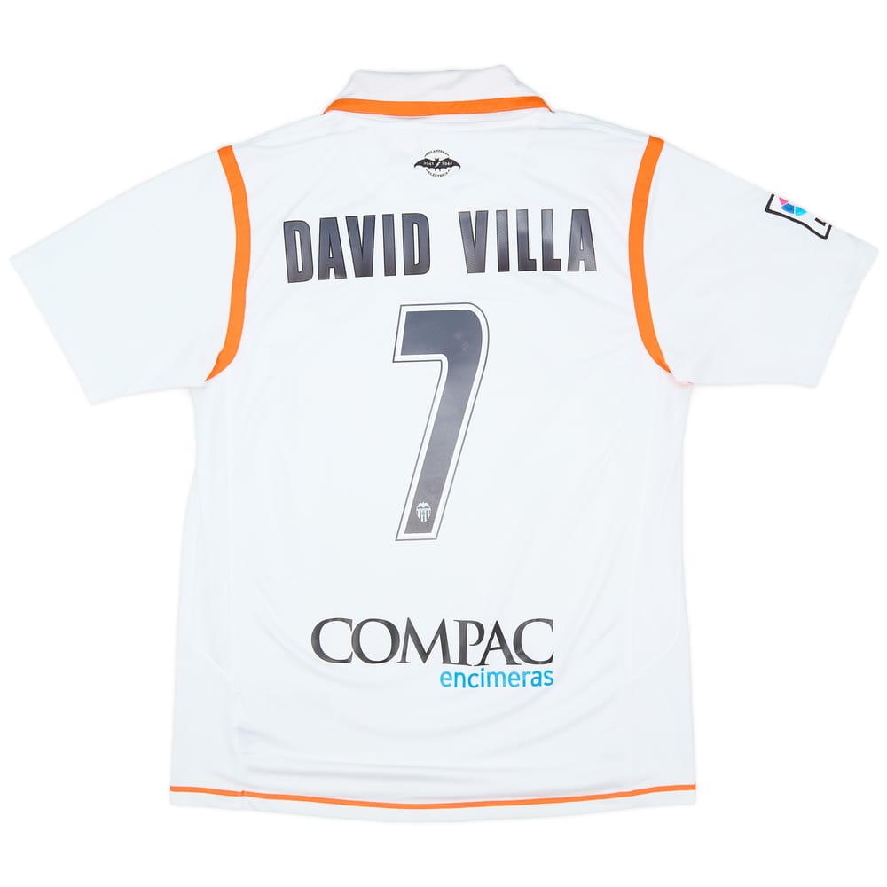 2007-08 Valencia Home Shirt David Villa #7 - 9/10 - (L)