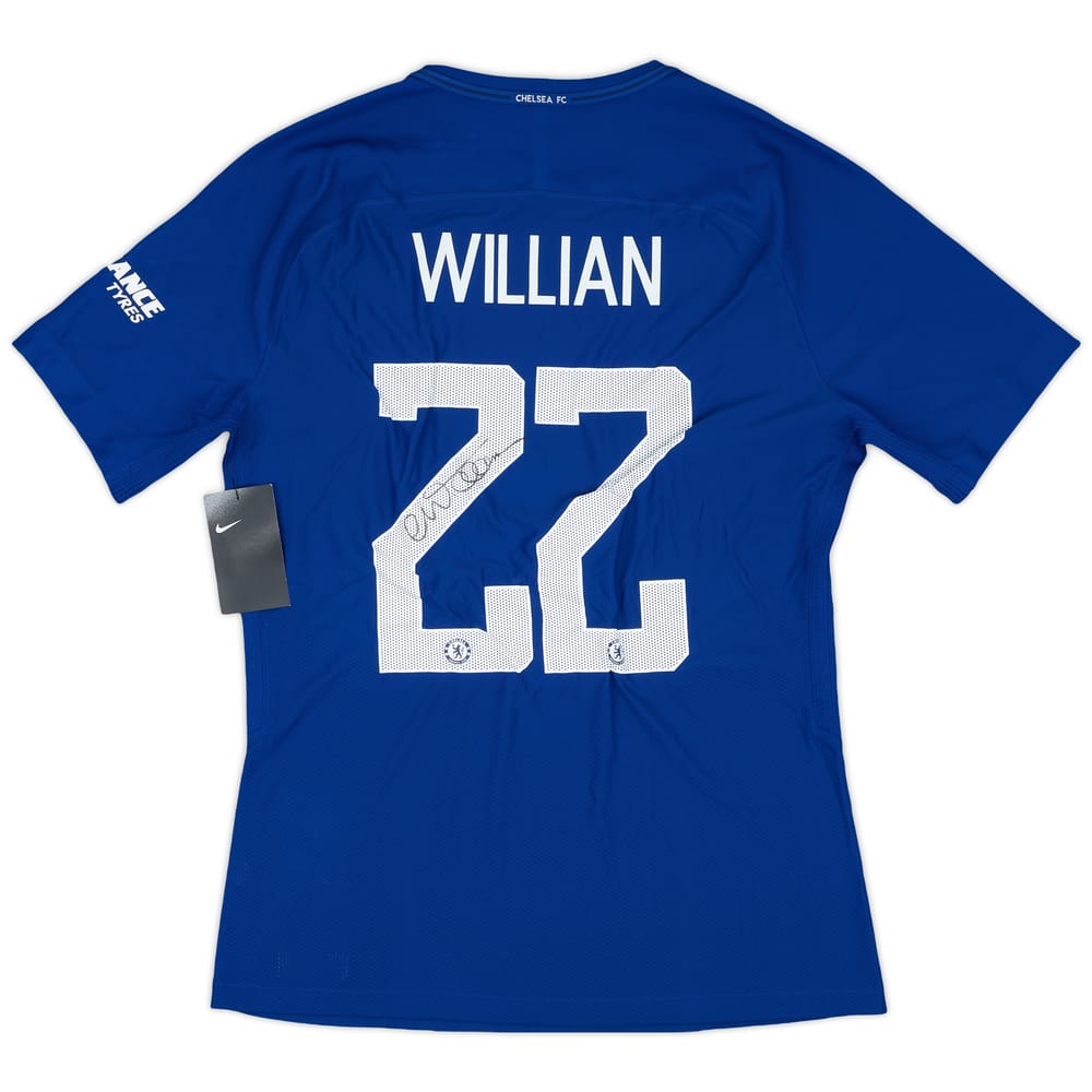 2017-18 Chelsea Player Issue Signed Home Shirt Willian #22