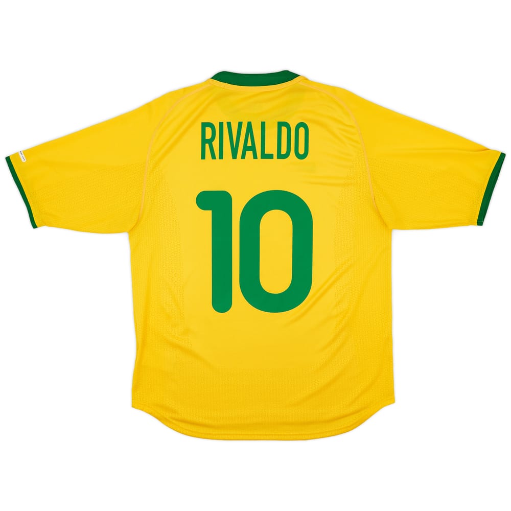 2000-02 Brazil Home Shirt Rivaldo #10 - 8/10 - (M)