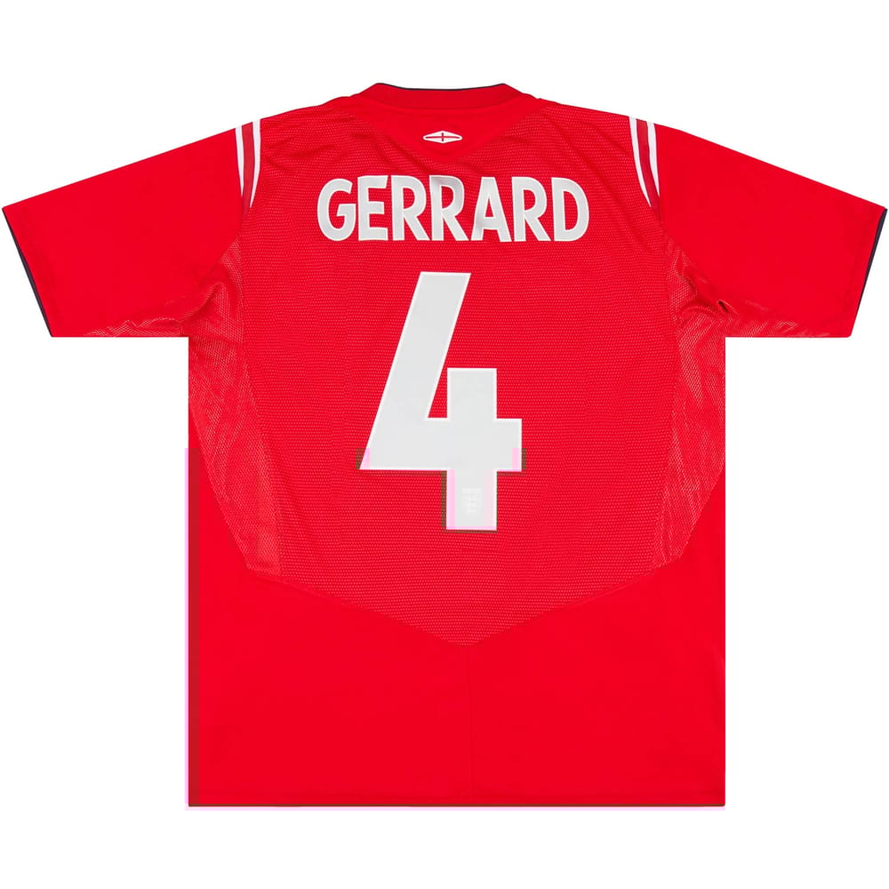 2004-06 England Away Shirt Gerrard #4 - 6/10 - (S)