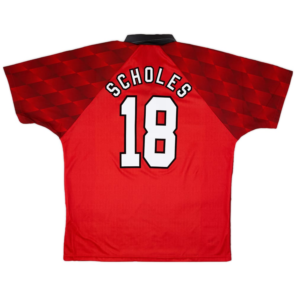 1996-98 Manchester United Home Shirt Scholes #18 - 8/10 - (XL)