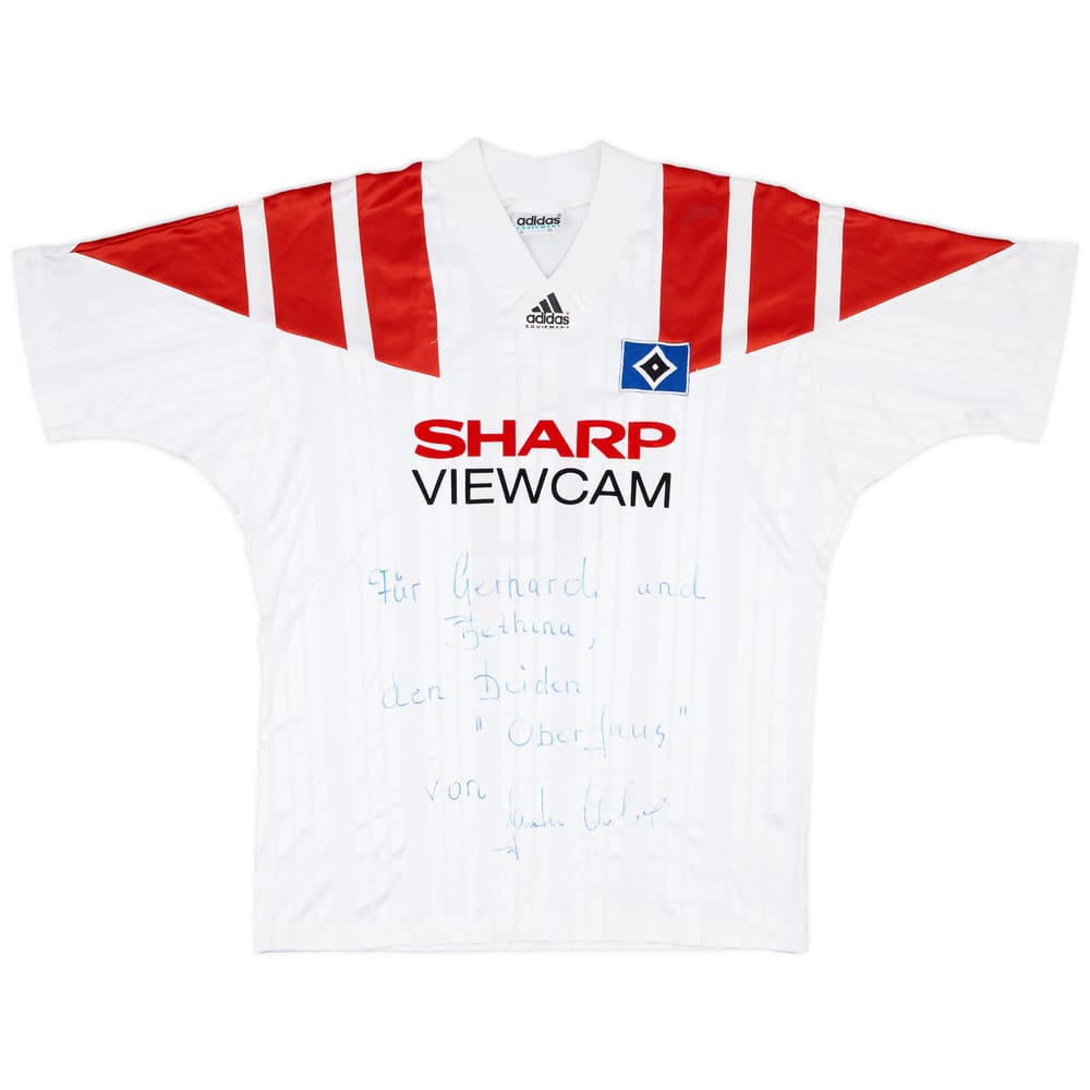 1993-94 Hamburg Match Issue Signed Home Shirt #4 (Kober)