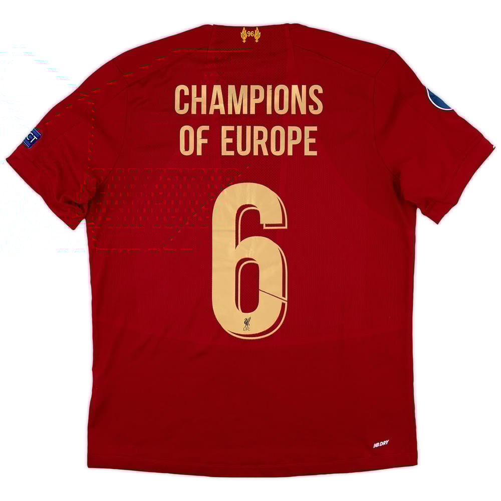 2019-20 Liverpool Home Shirt Champions of Europe #6 - 9/10 - (L)