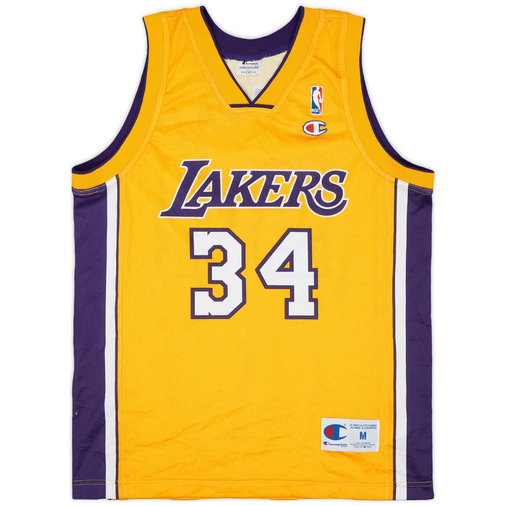 1999-04 LA Lakers O'Neal #34 Champion Home Jersey - 9/10 - (M)