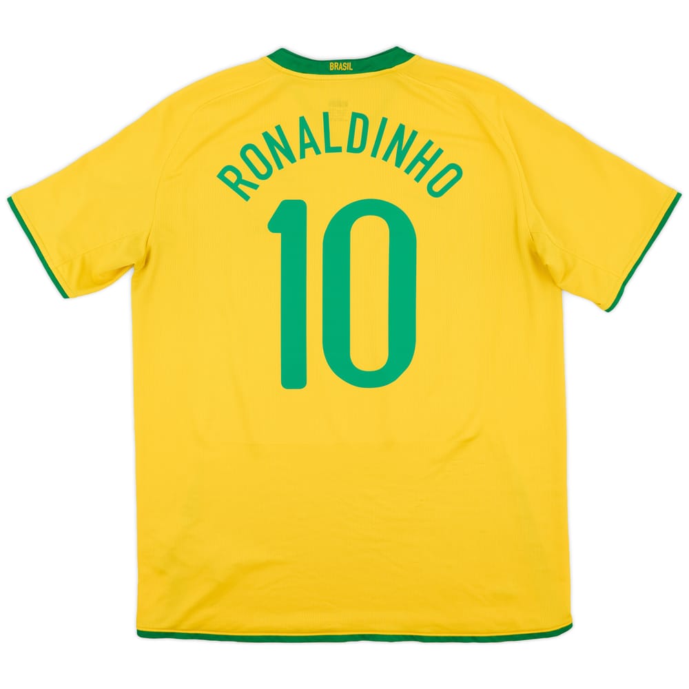 2008-10 Brazil Home Shirt Ronaldinho #10 - 8/10 - (XL)
