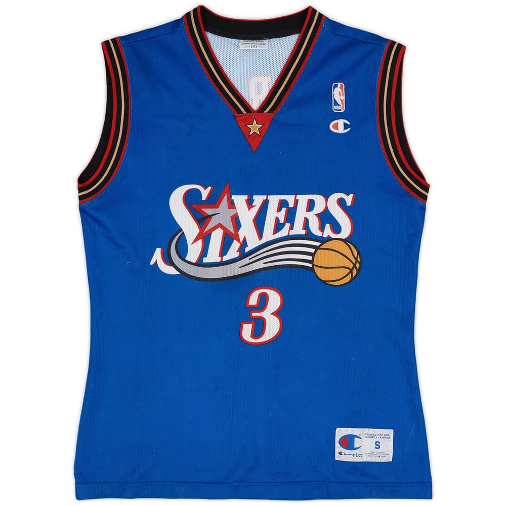1999-00 Philadelphia 76ers Iverson #3 Champion Alternate Jersey - 8/10 - (S)