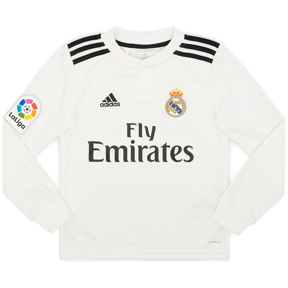 2018-19 Real Madrid Home L/S Shirt - 9/10 - (S.Boys)